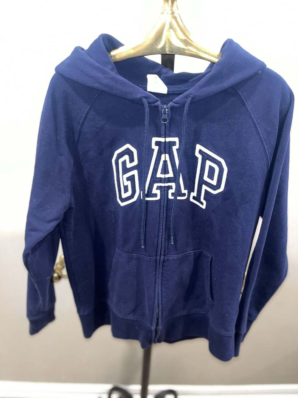 Vintage Gap Navy Blue Logo Zip-Up Hoodie Size M